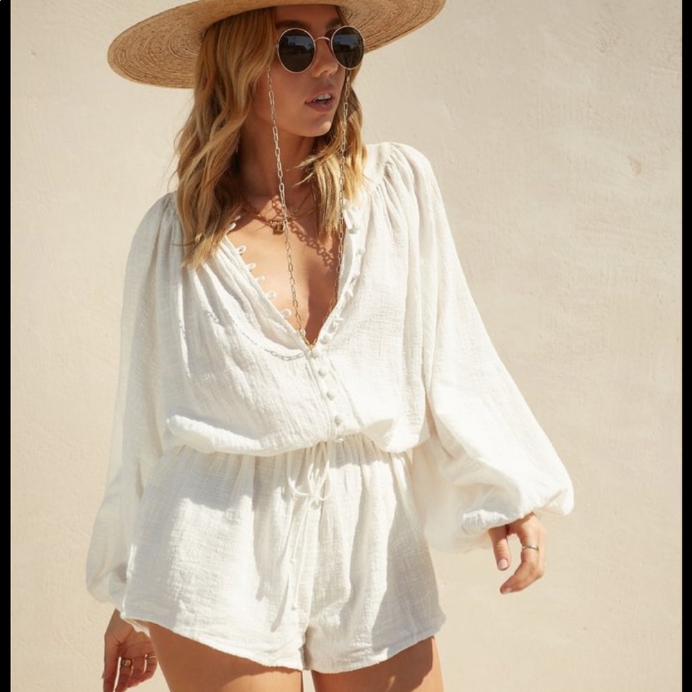 NEW Linen Romper in Ivory size L
